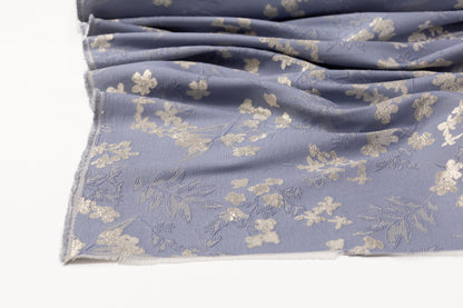 Floral Metallic Brocade - Periwinkle Blue / Platinum Gray