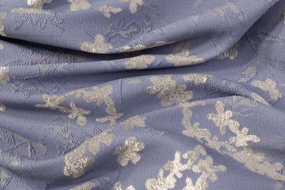 Floral Metallic Brocade - Periwinkle Blue / Platinum Gray