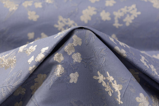 Floral Metallic Brocade - Periwinkle Blue / Platinum Gray