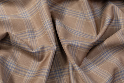 Plaid Italian Wool Suiting - Brown / Blue