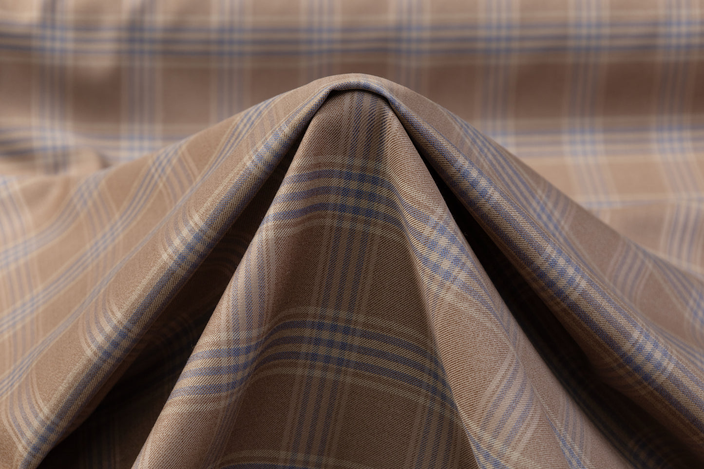 Plaid Italian Wool Suiting - Brown / Blue