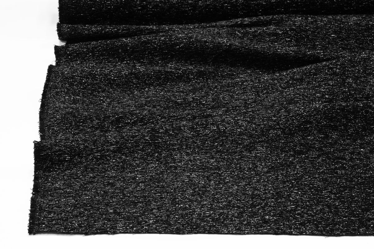 Textured Italian Poly Cotton Lamé - Black