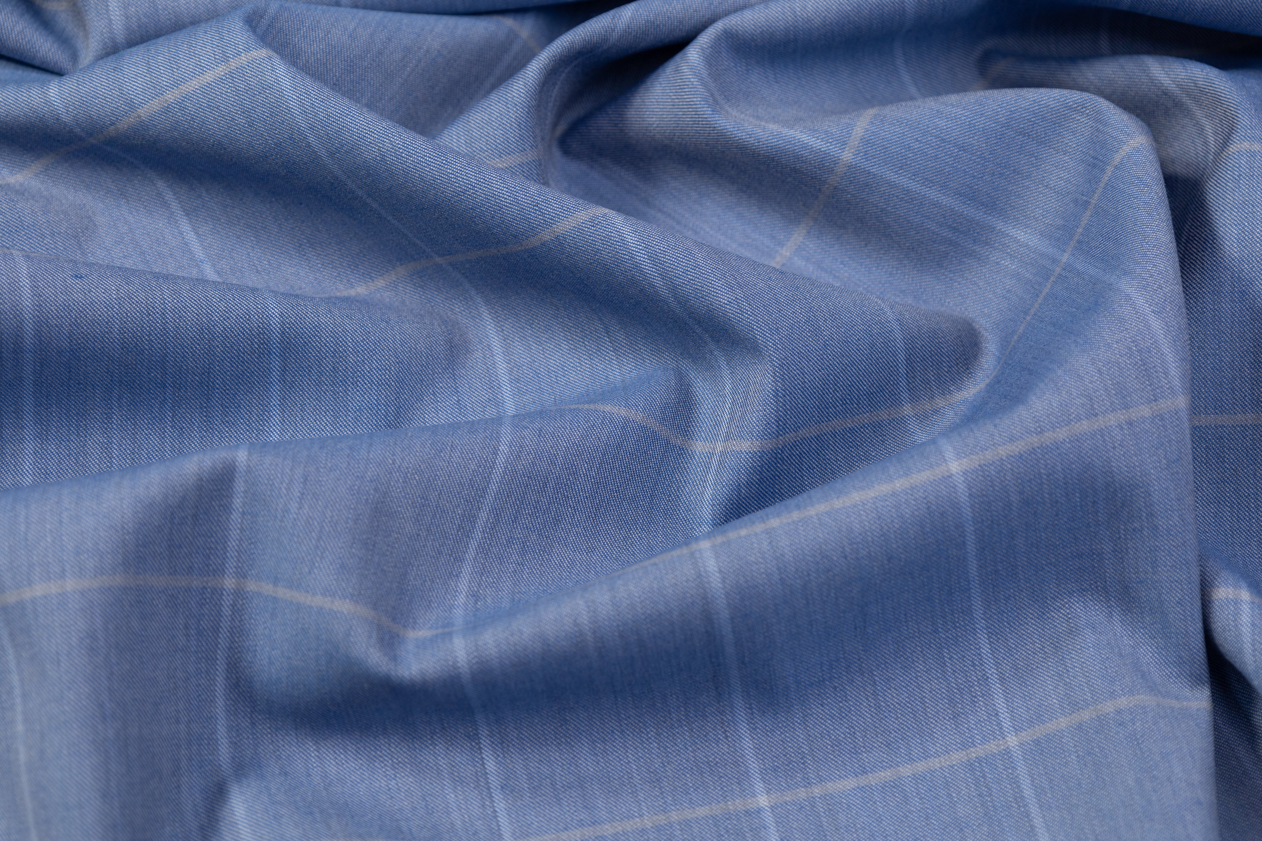 Windowpane Italian Wool Suiting - Blue