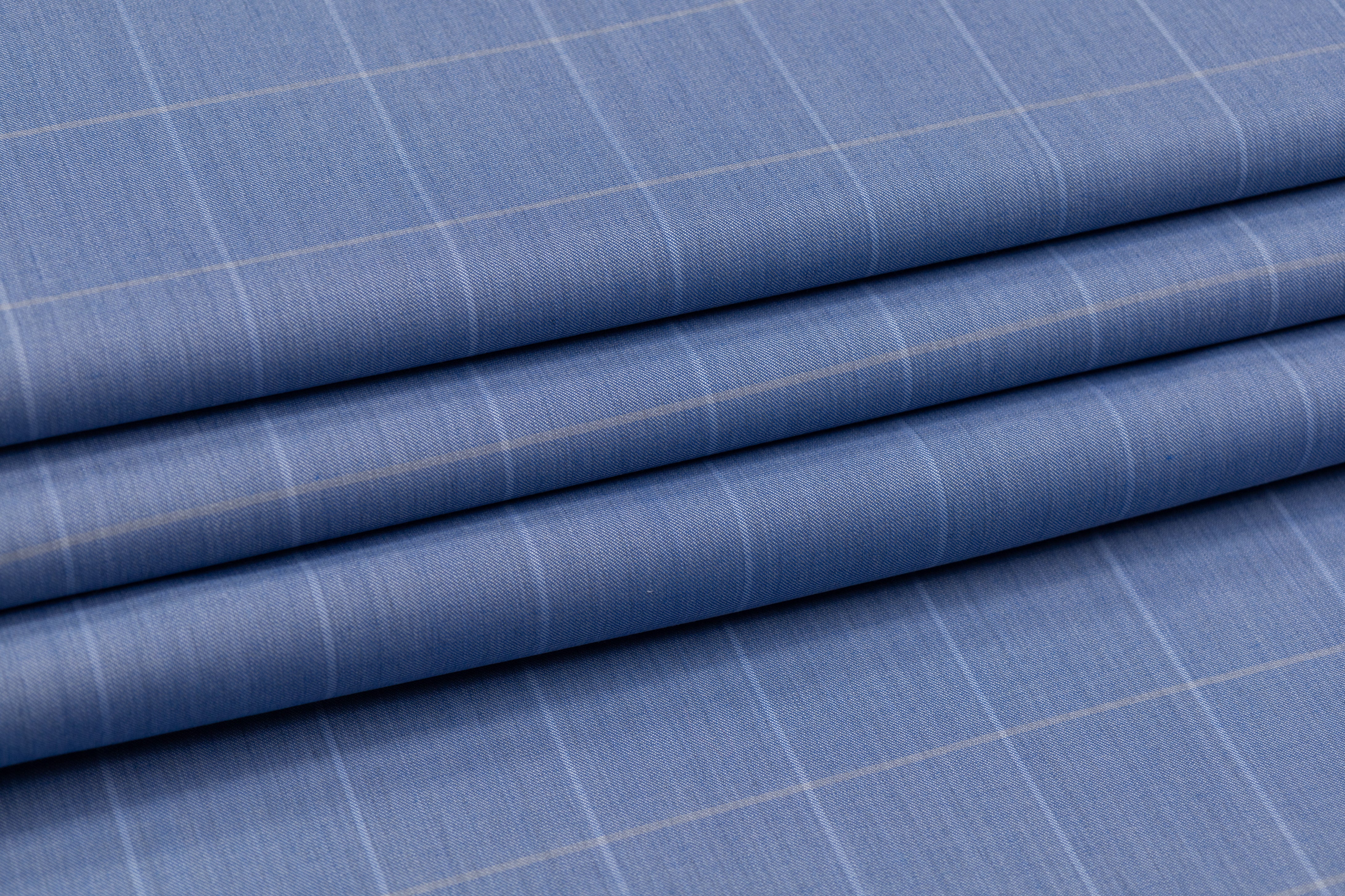 Windowpane Italian Wool Suiting - Blue
