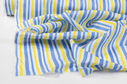 Striped Italian Linen - Blue / Yellow / White