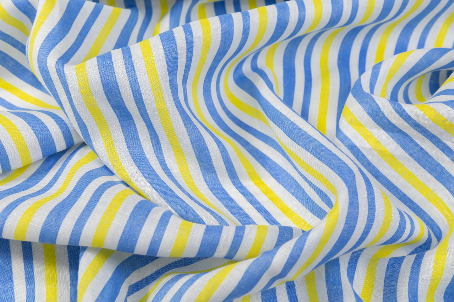 Striped Italian Linen - Blue / Yellow / White