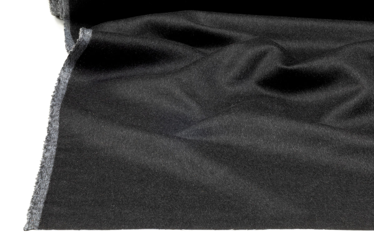 Double Faced Italian Cashmere Wool Coating - Cool Gray / Black Charcoal