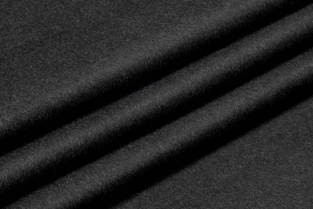 Double Faced Italian Cashmere Wool Coating - Cool Gray / Black Charcoal