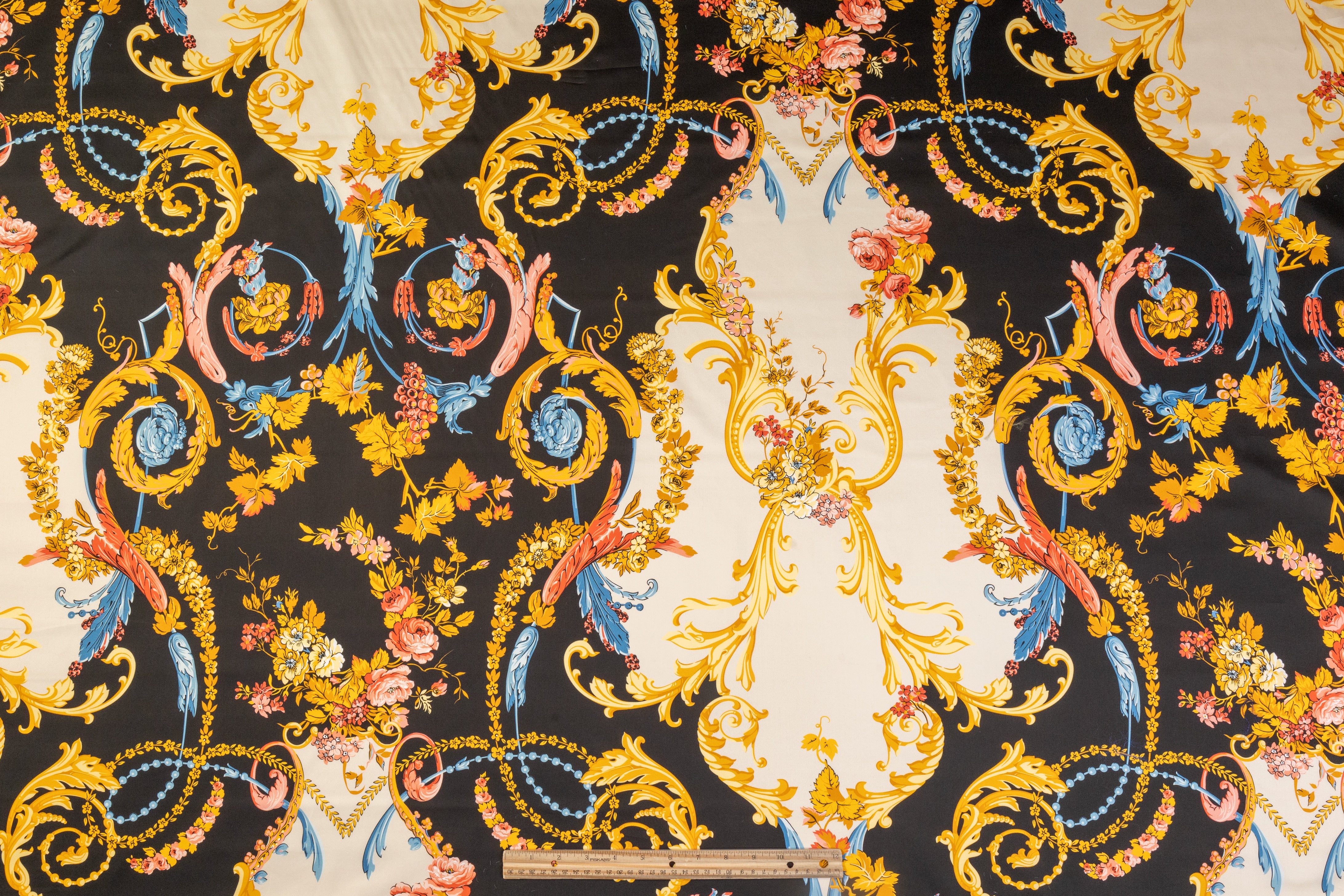 Ratti - Baroque Garden Italian Cotton Sateen - Black / Gold / Blue