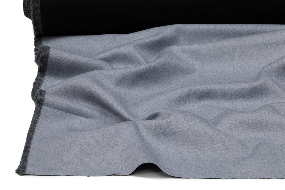 Double Faced Italian Cashmere Wool Coating - Cool Gray / Black Charcoal