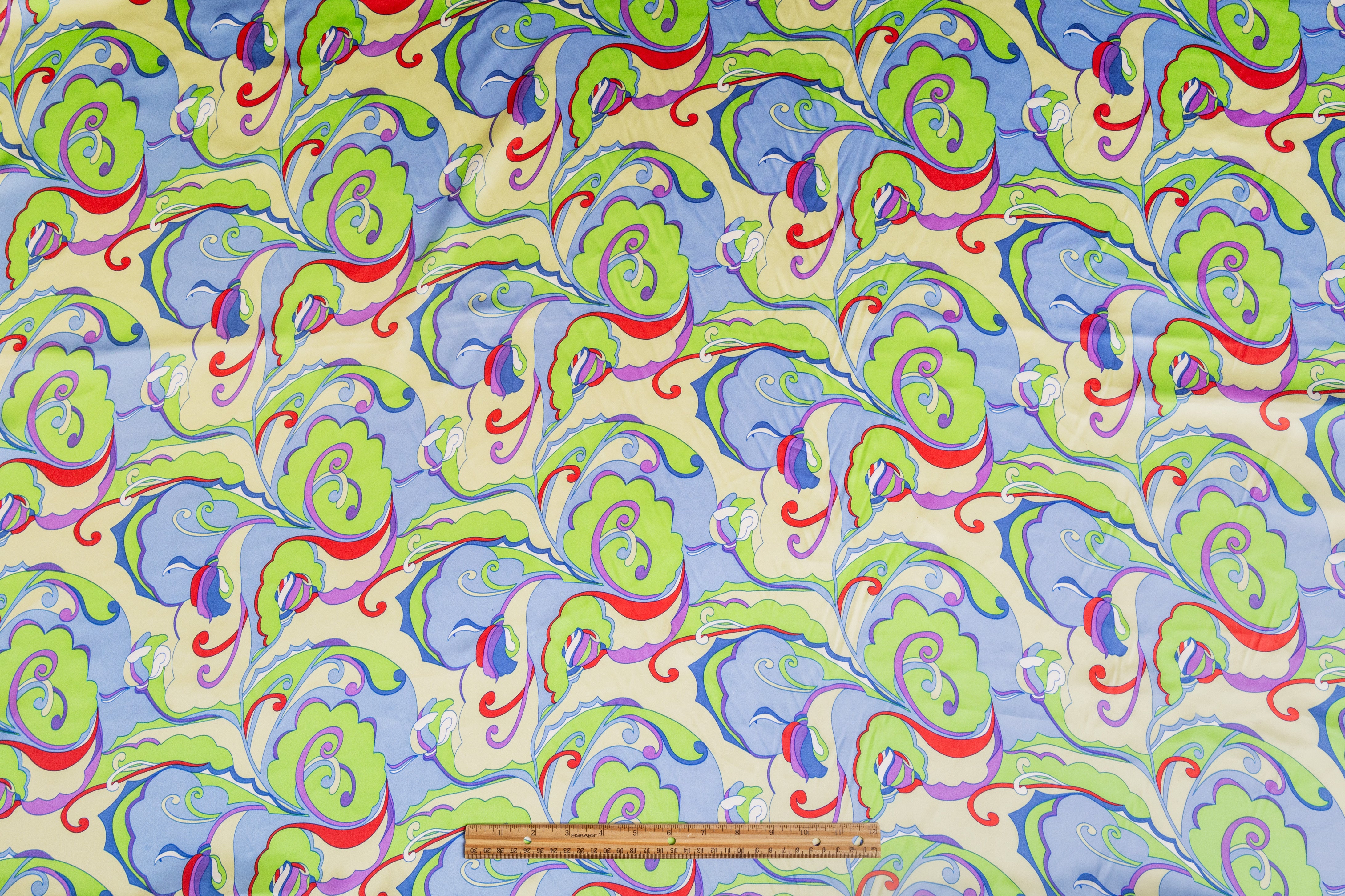 Abstract Silk Charmeuse - Blue / Green