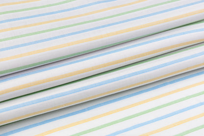Striped Italian Cotton Linen Blend - Blue / Green / Yellow
