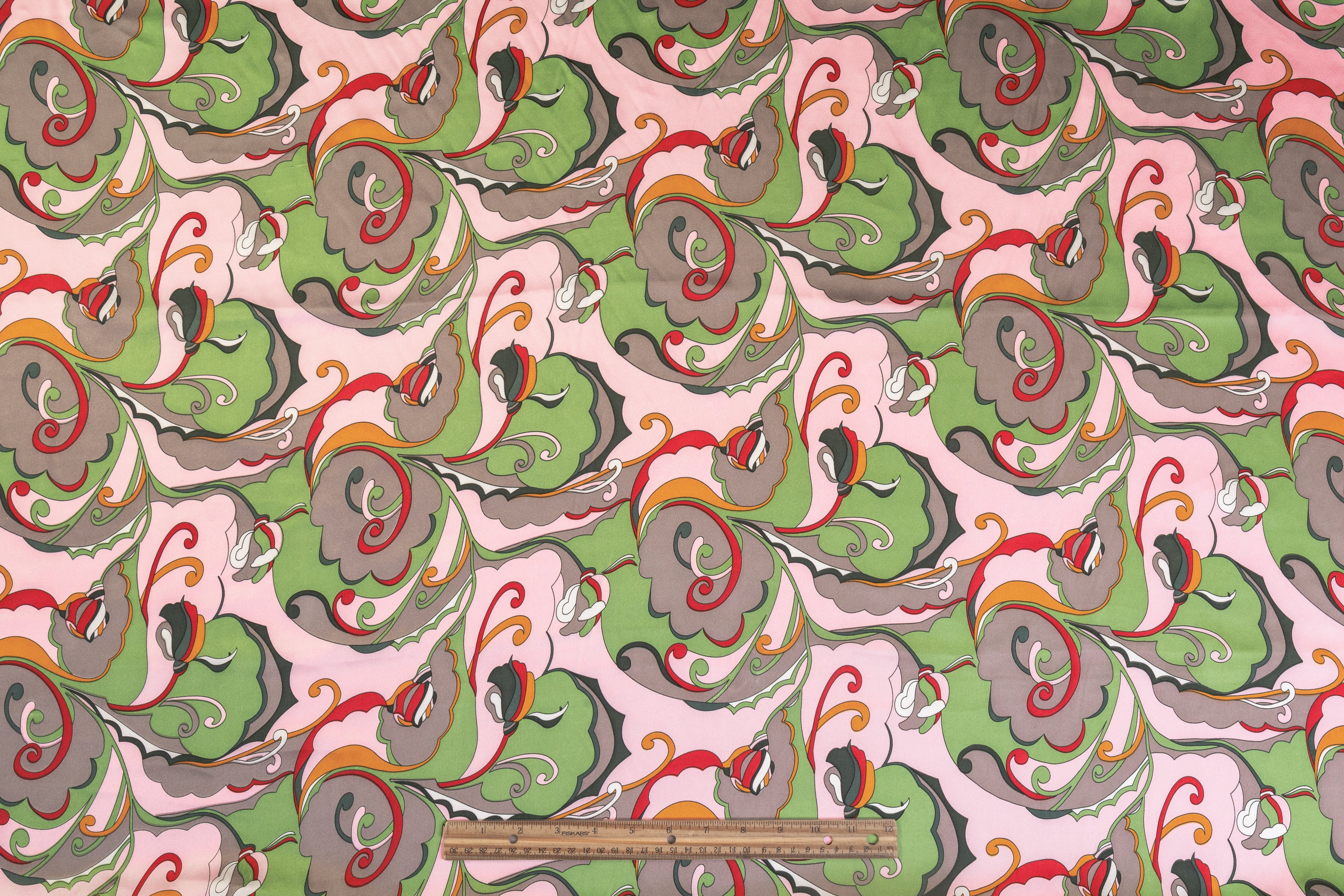 Abstract Silk Charmeuse - Pink / Green