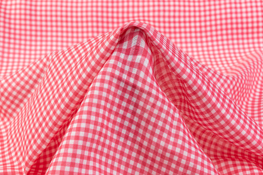 Gingham Check Italian Linen - Pink