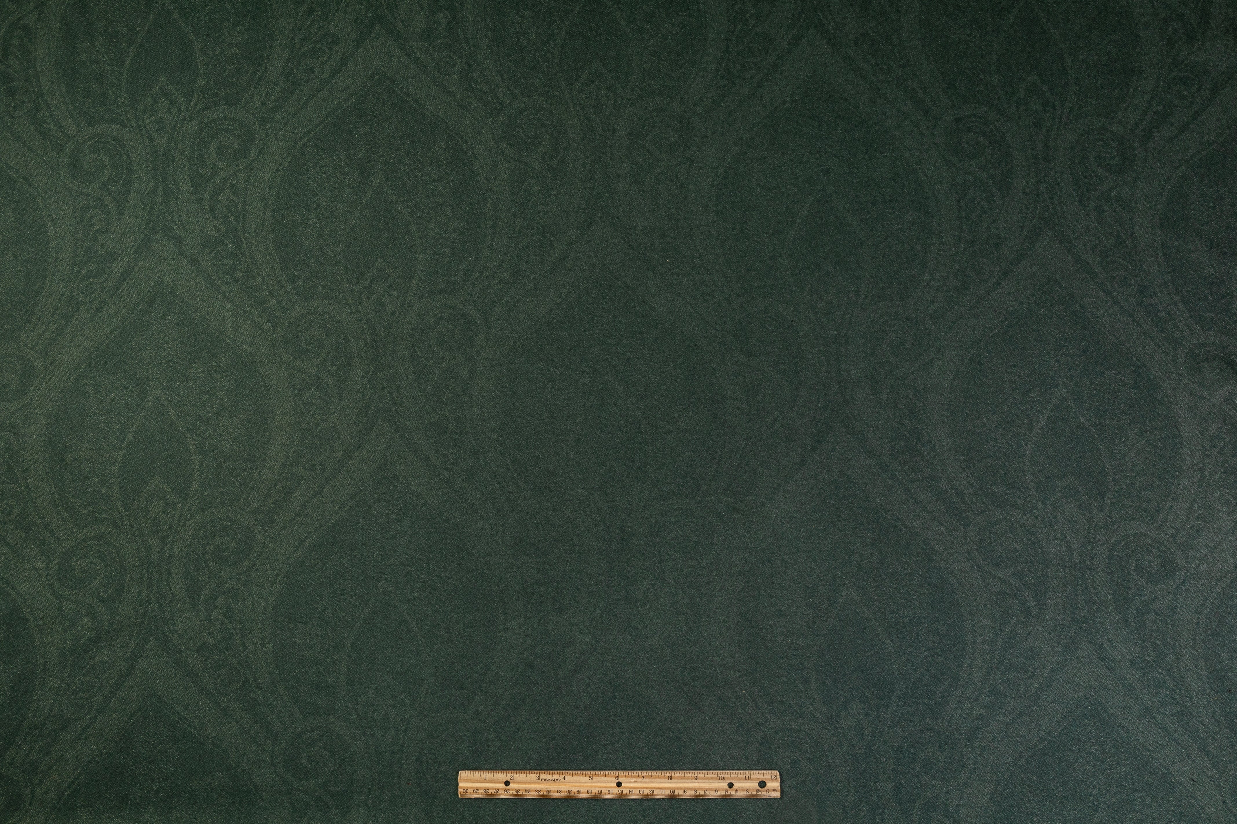 Subtle Damask Print Wool Blend Coating - Green