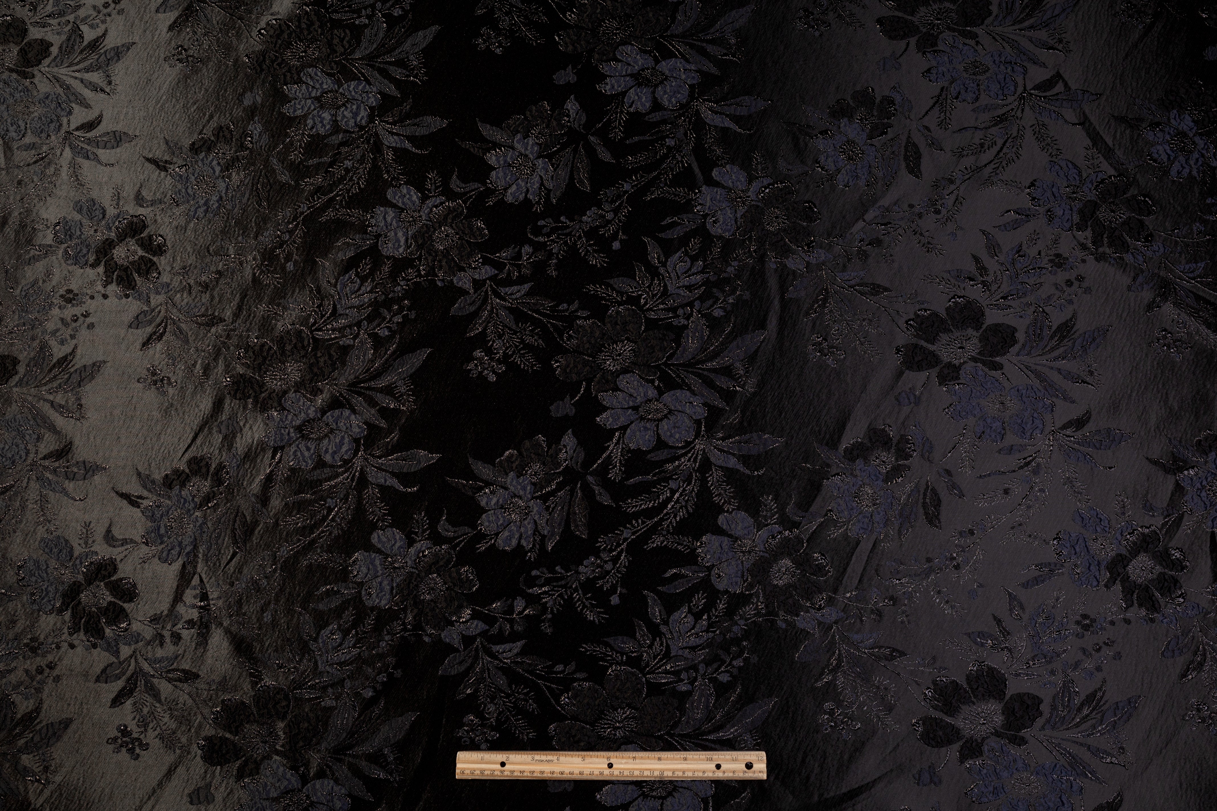 Floral Metallic Cloqué Brocade - Black / Navy