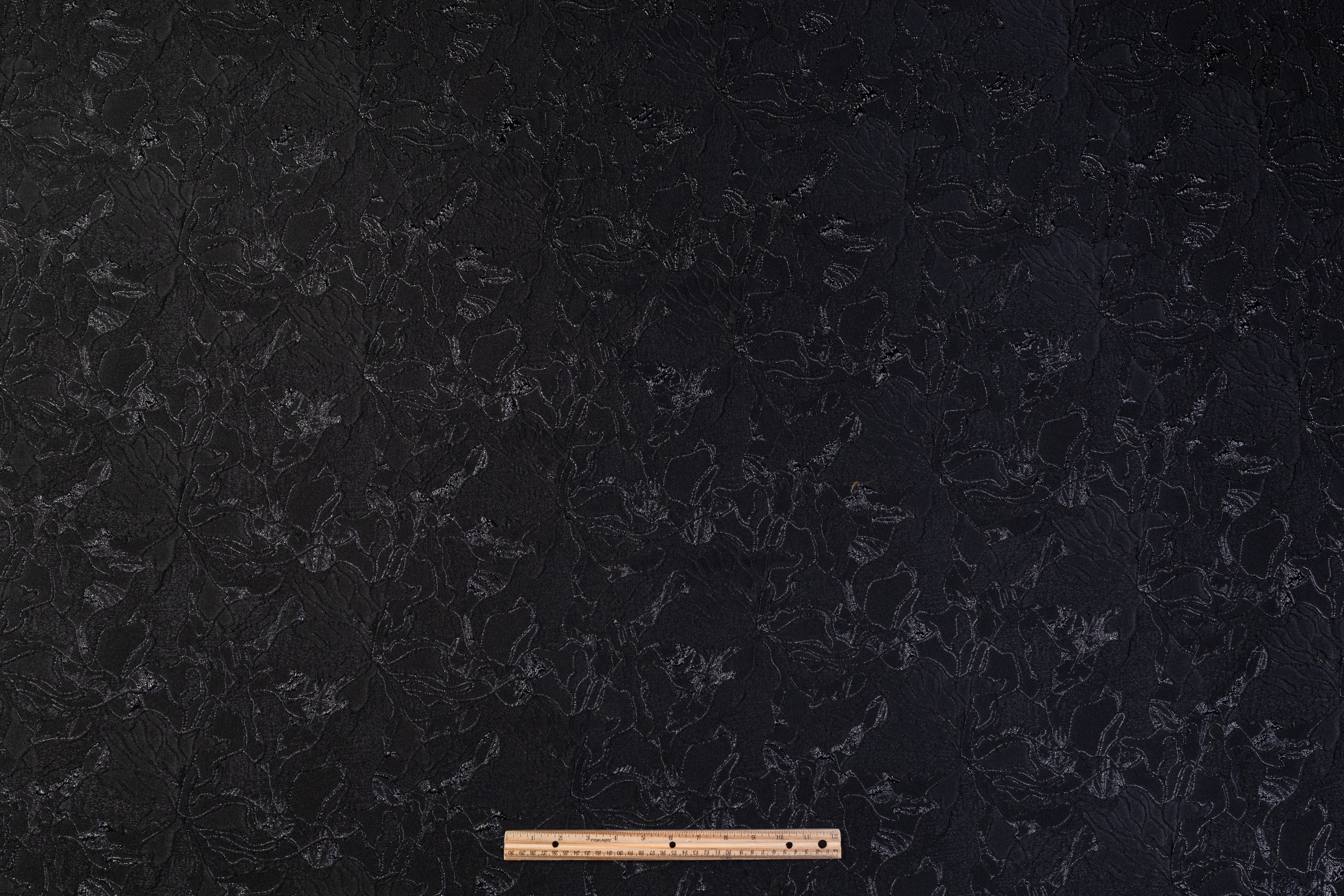 Floral Metallic Cloqué Brocade - Black