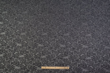 Double Faced Floral Metallic Cotton Denim - Black / Silver