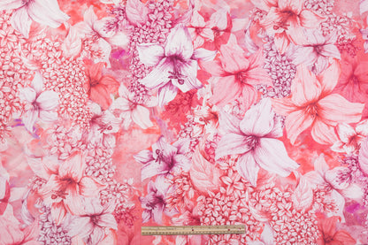 Floral Italian Silk Faille - Rosy Pink
