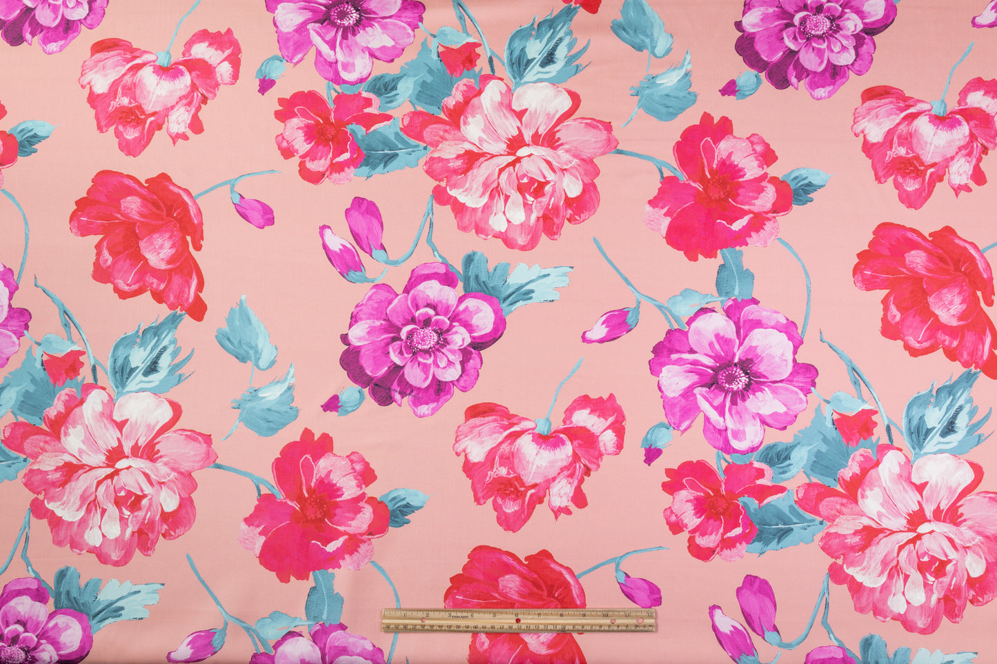 Floral Printed Italian Silk - Pink / Peach / Blue
