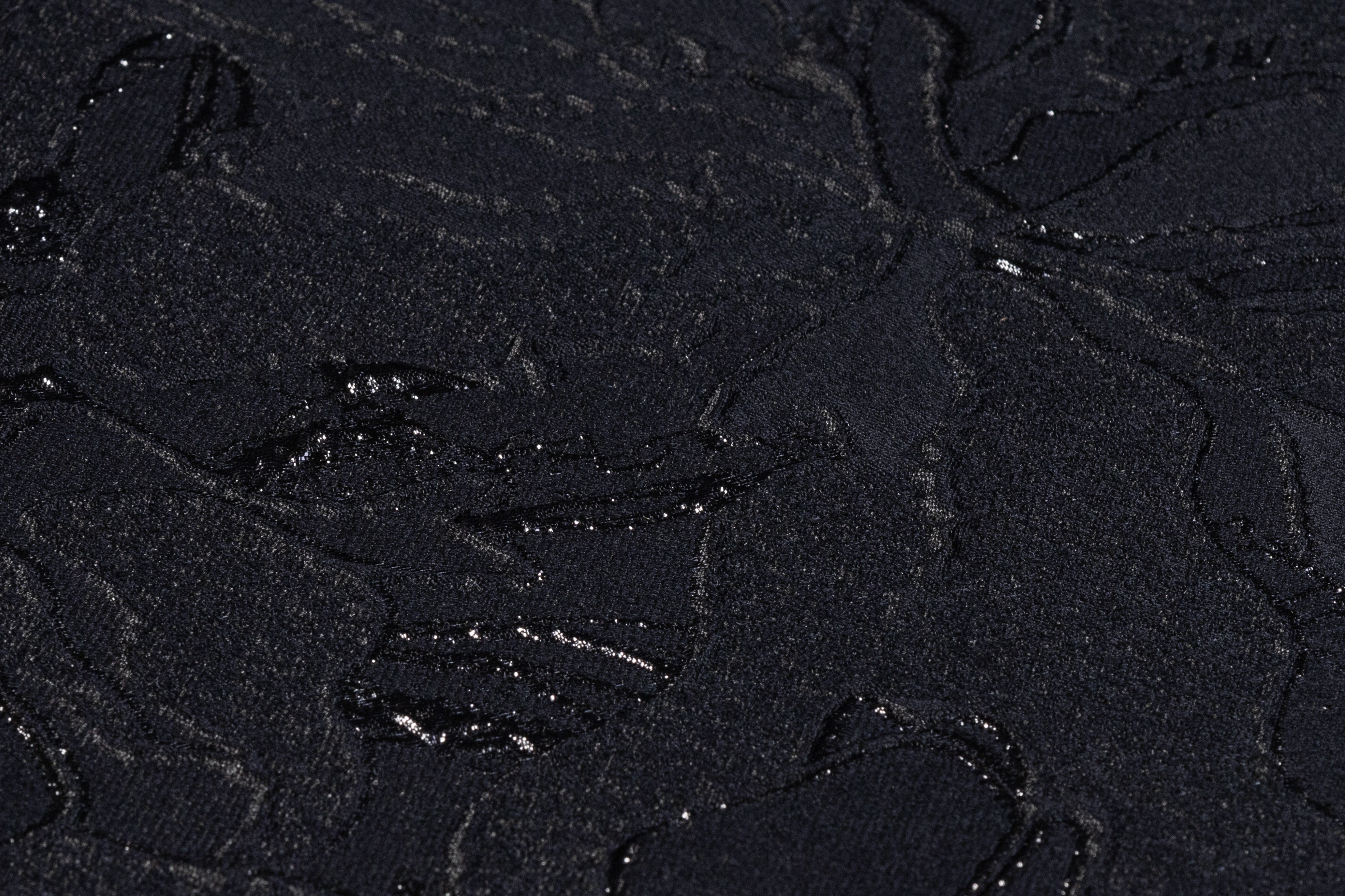 Floral Metallic Cloqué Brocade - Black