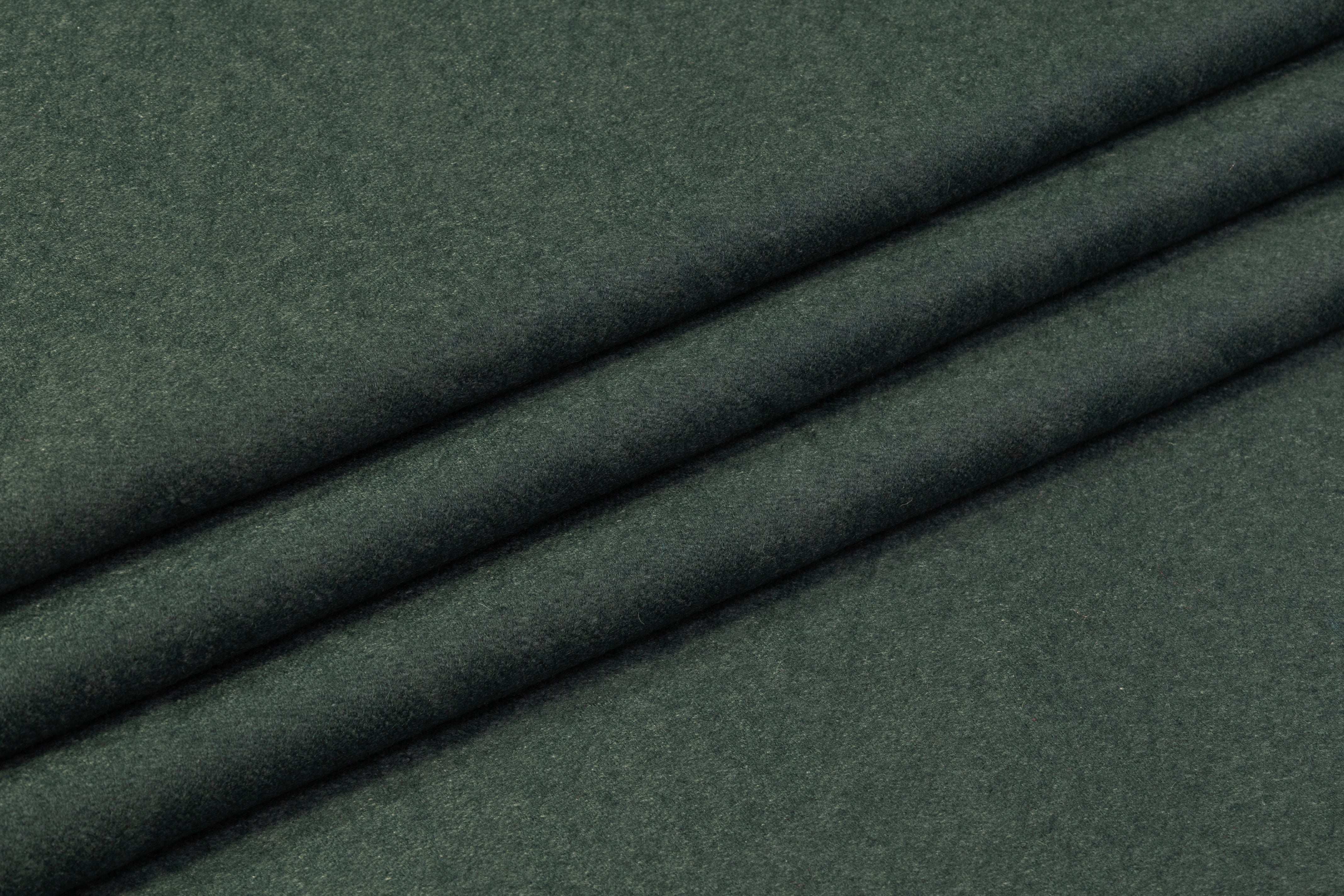 Subtle Damask Print Wool Blend Coating - Green