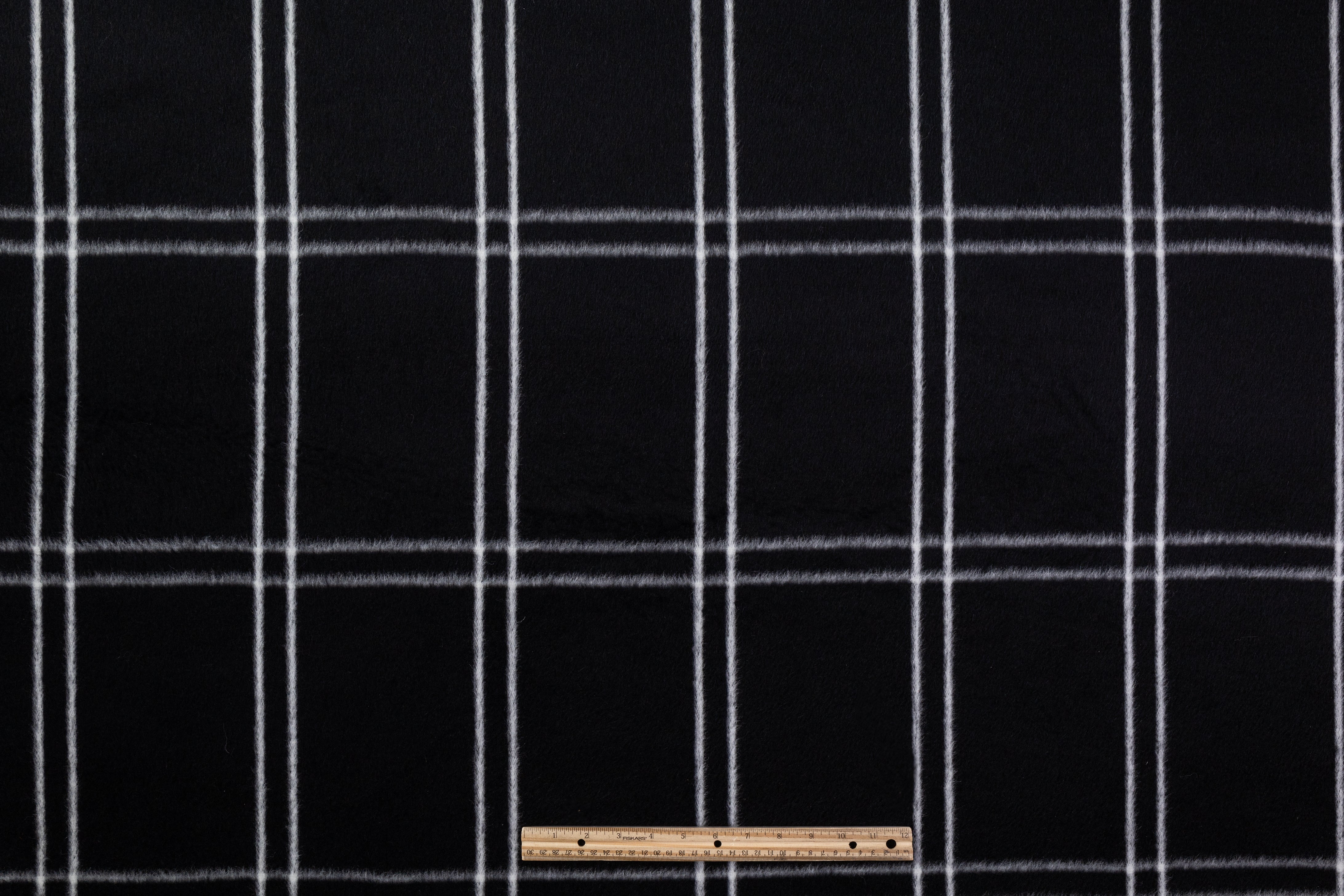 Windowpane Italian Alpaca Wool Coating - Black / White
