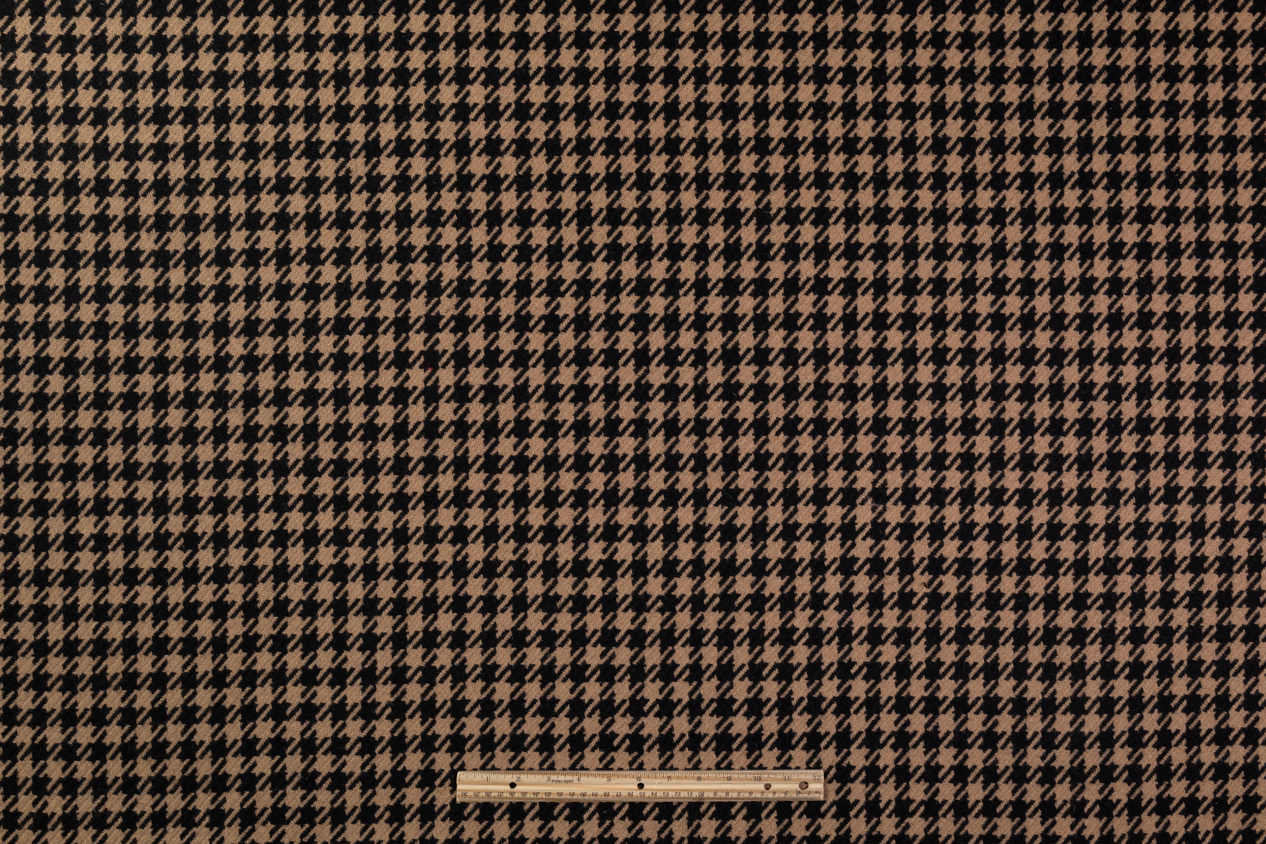 Houndstooth Italian Wool Coating - Black / Brown