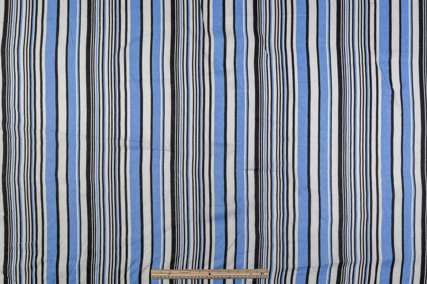 Striped Italian Linen - Blue / Black / White