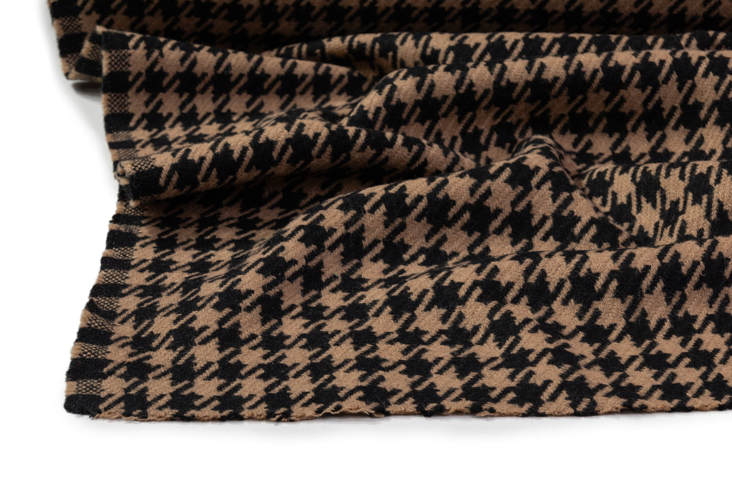 Houndstooth Italian Wool Coating - Black / Brown