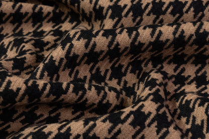 Houndstooth Italian Wool Coating - Black / Brown