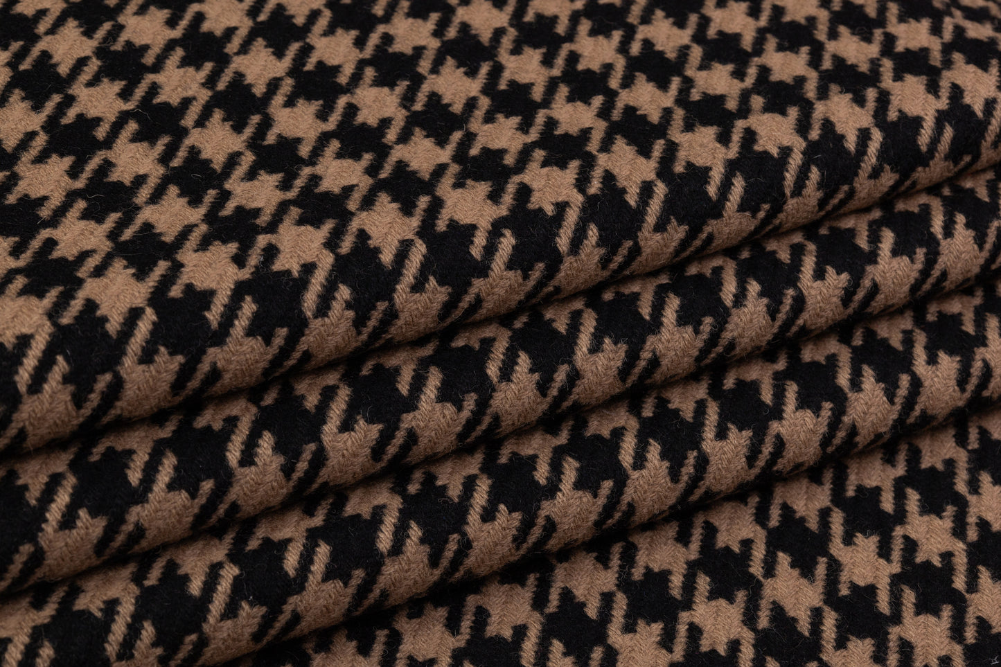Houndstooth Italian Wool Coating - Black / Brown