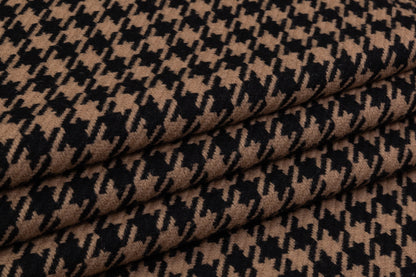 Houndstooth Italian Wool Coating - Black / Brown