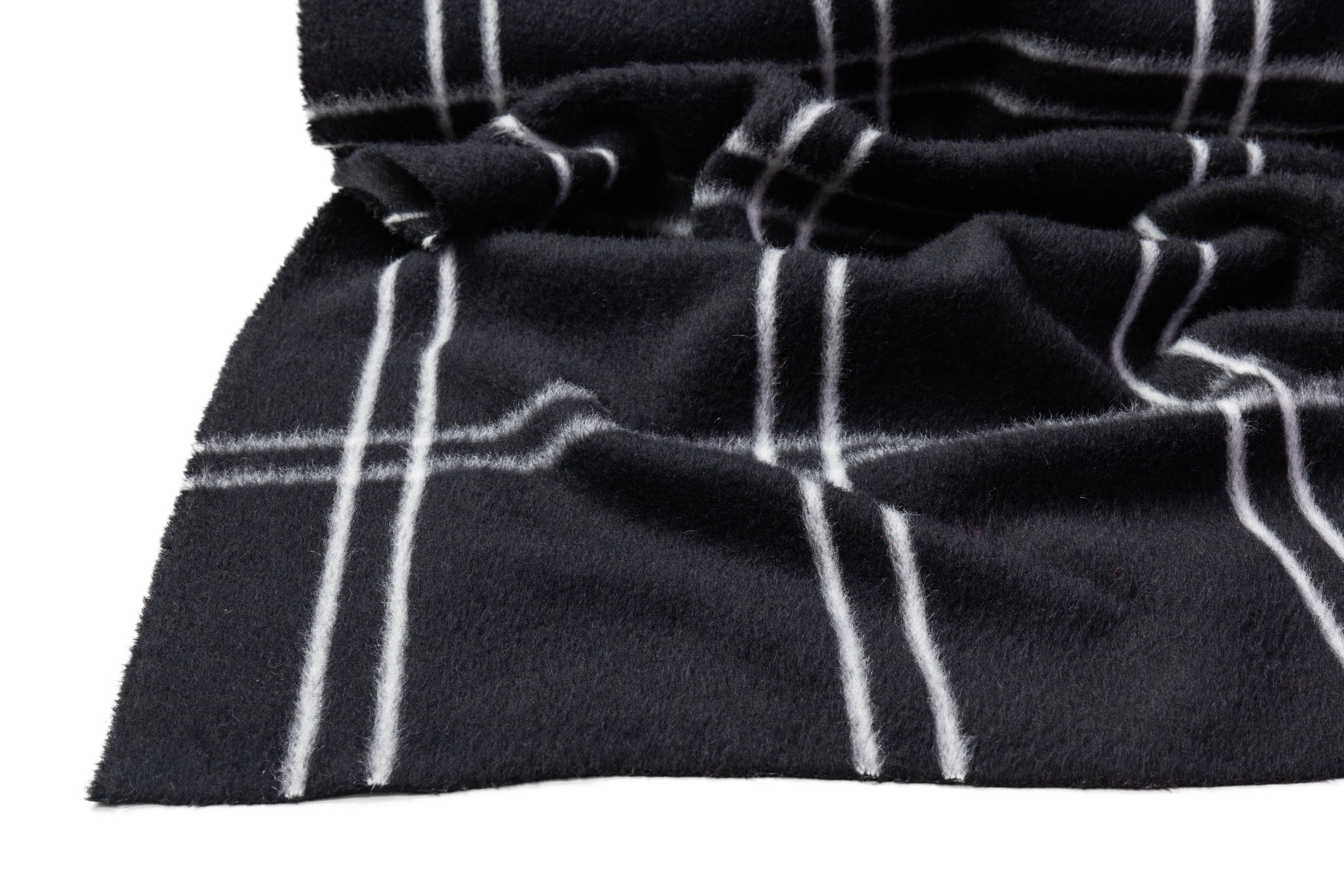Windowpane Italian Alpaca Wool Coating - Black / White