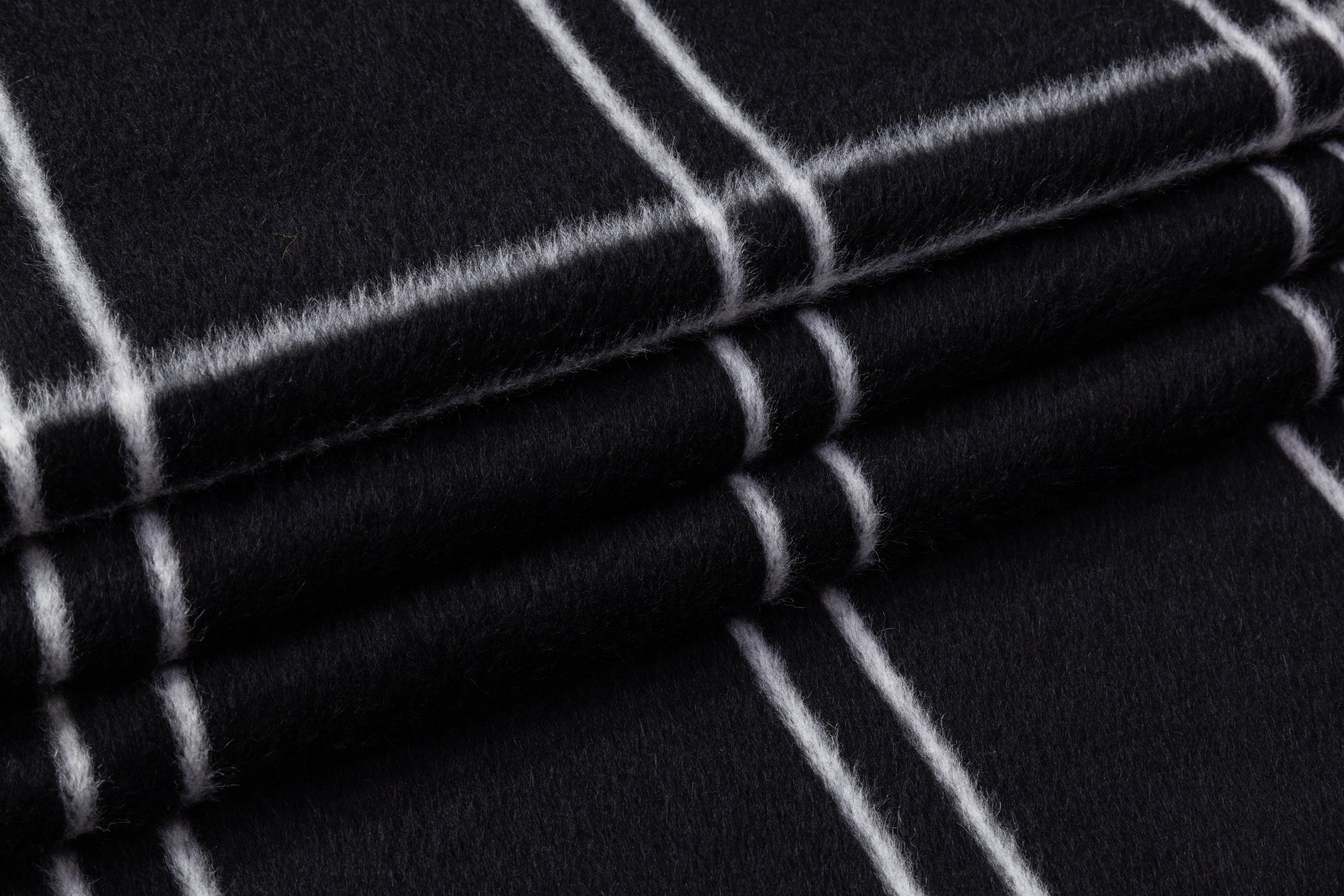 Windowpane Italian Alpaca Wool Coating - Black / White