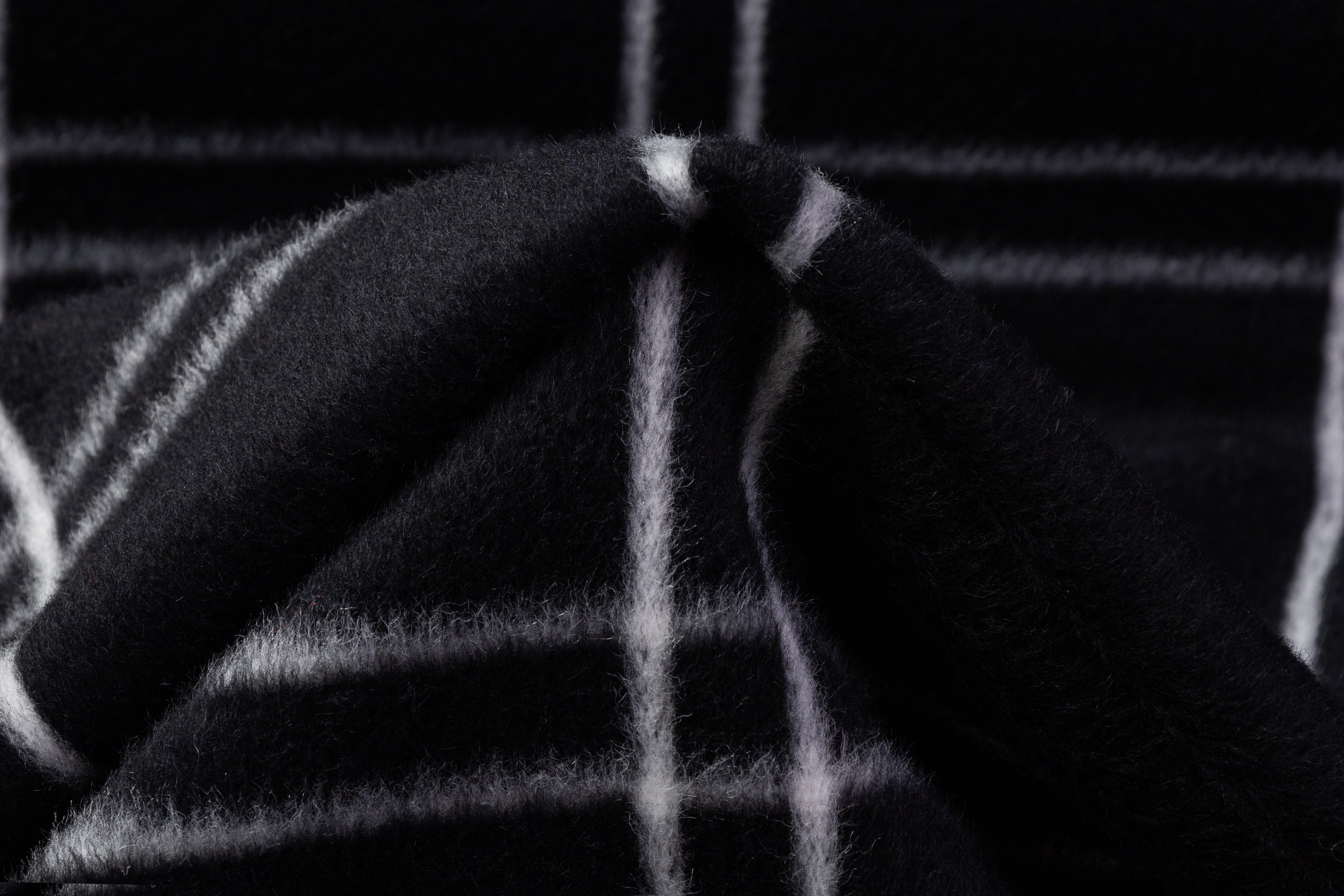 Windowpane Italian Alpaca Wool Coating - Black / White