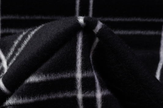 Windowpane Italian Alpaca Wool Coating - Black / White