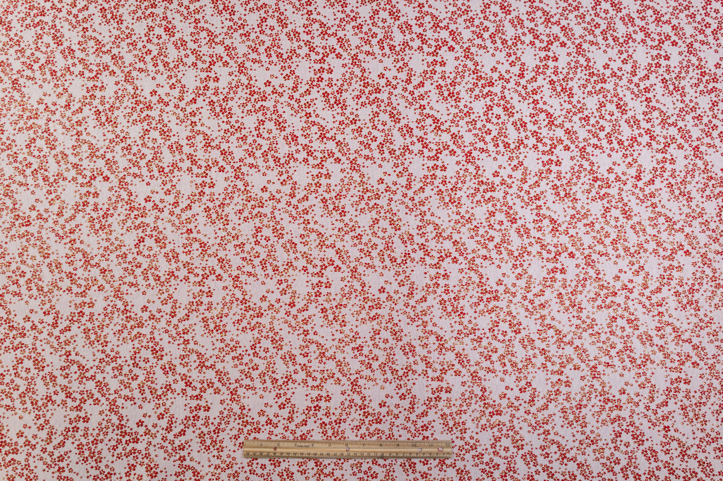 Ditsy Floral Metallic Brocade - Red / Gold / White