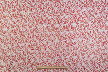Ditsy Floral Metallic Brocade - Red / Gold / White