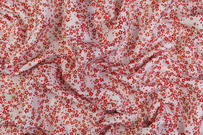 Ditsy Floral Metallic Brocade - Red / Gold / White