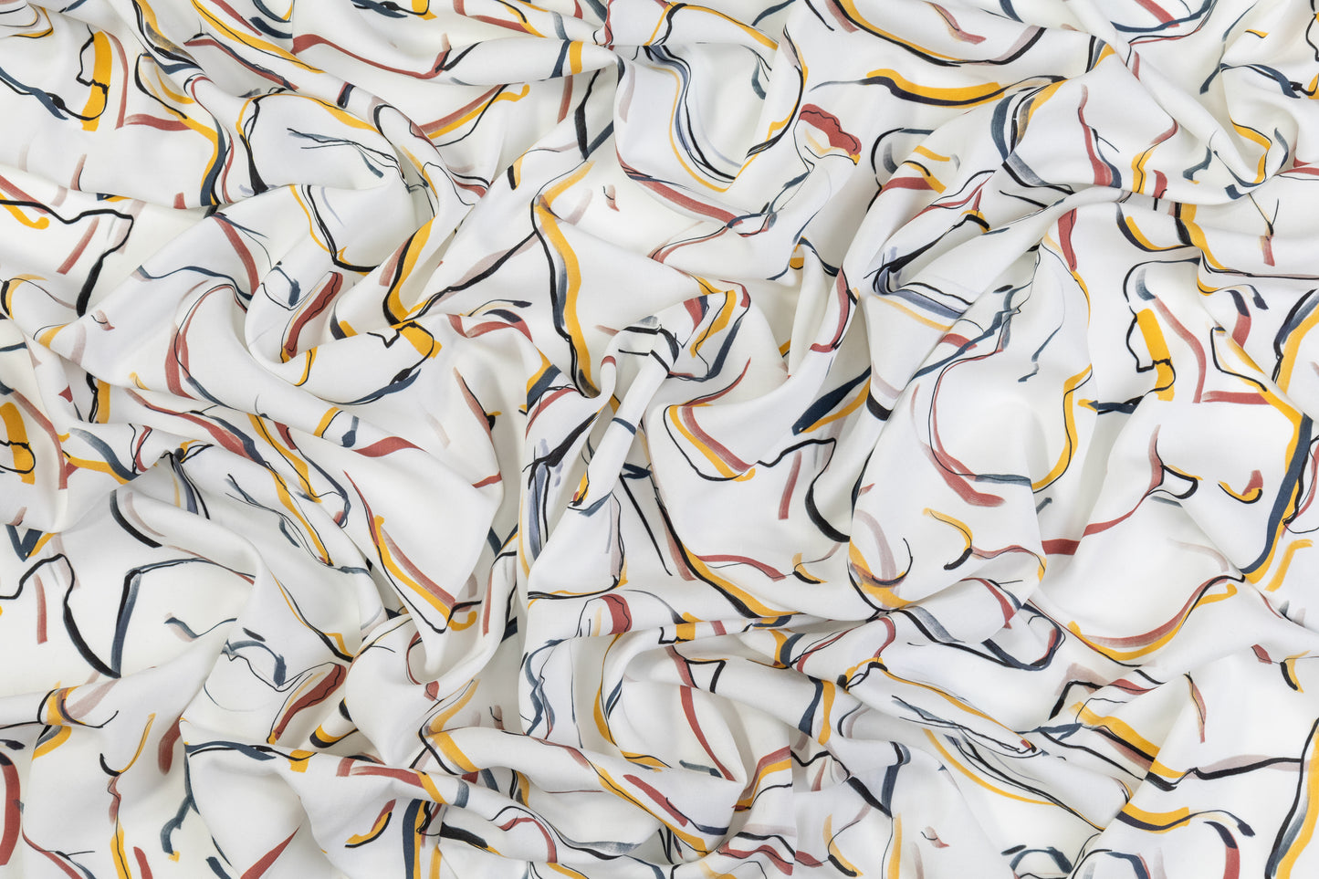 Abstract Italian Viscose Challis - White / Multicolor