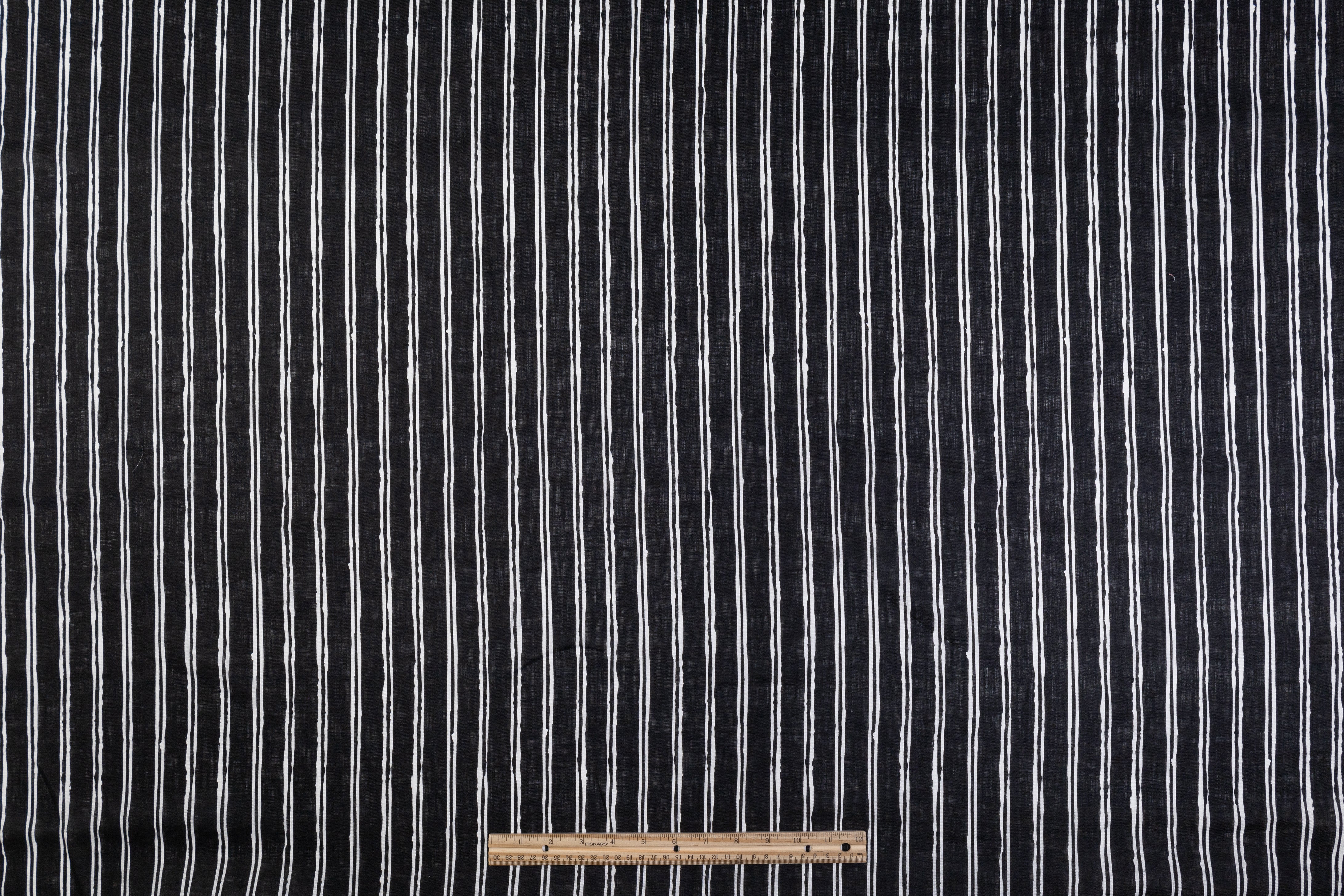 Striped Italian Linen - Black / White