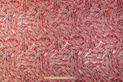 Abstract Metallic Brocade - Red / Pink