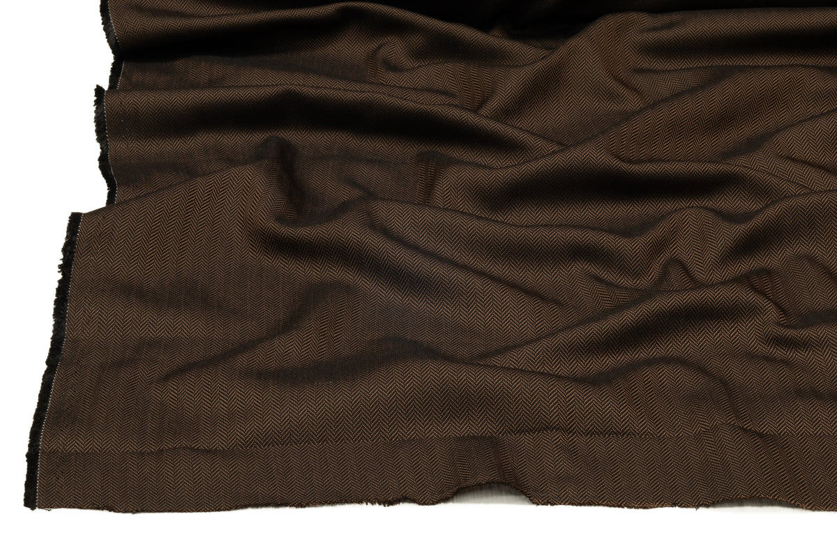 Agnona - Herringbone Italian Silk Suiting - Brown