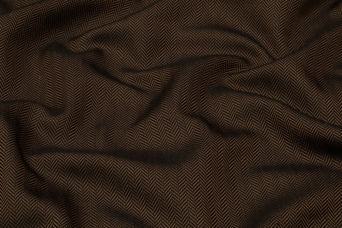 Agnona - Herringbone Italian Silk Suiting - Brown