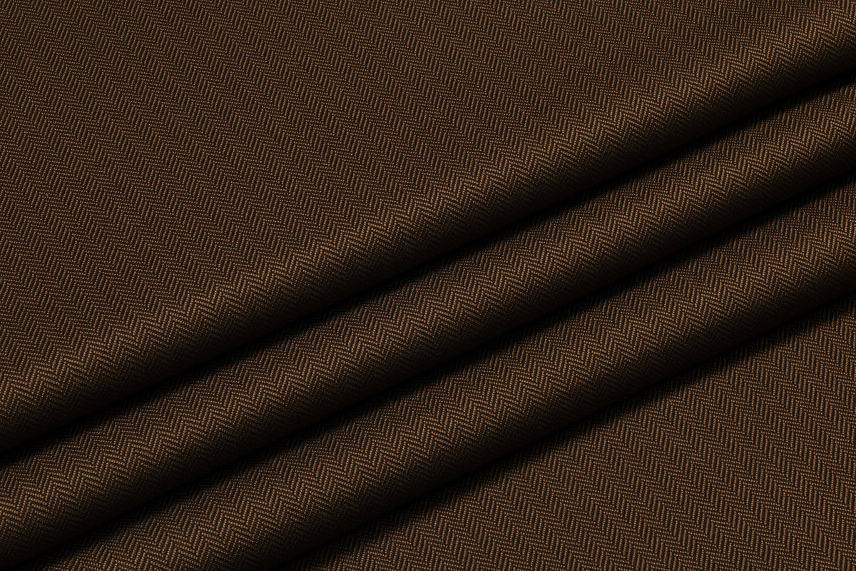 Agnona - Herringbone Italian Silk Suiting - Brown