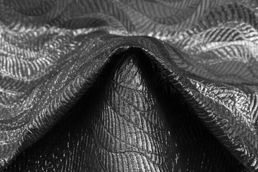 Abstract Metallic Matelassé Brocade - Gray Silver