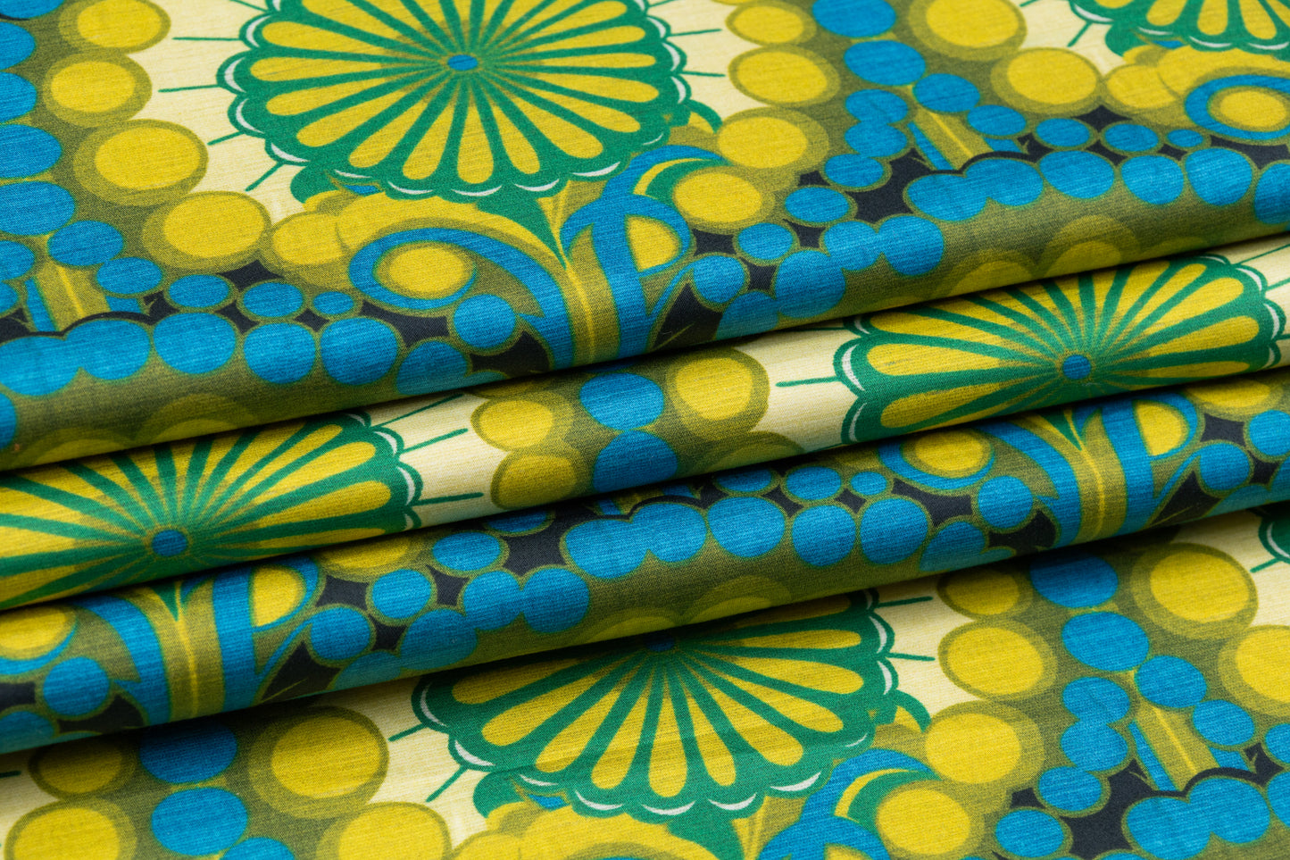 Printed Italian Cotton - Green / Blue / Yellow