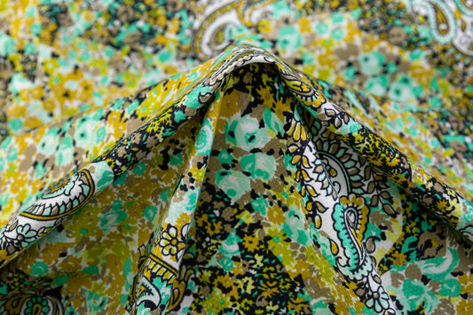 Paisley Printed Italian Cotton Pique - Multicolor