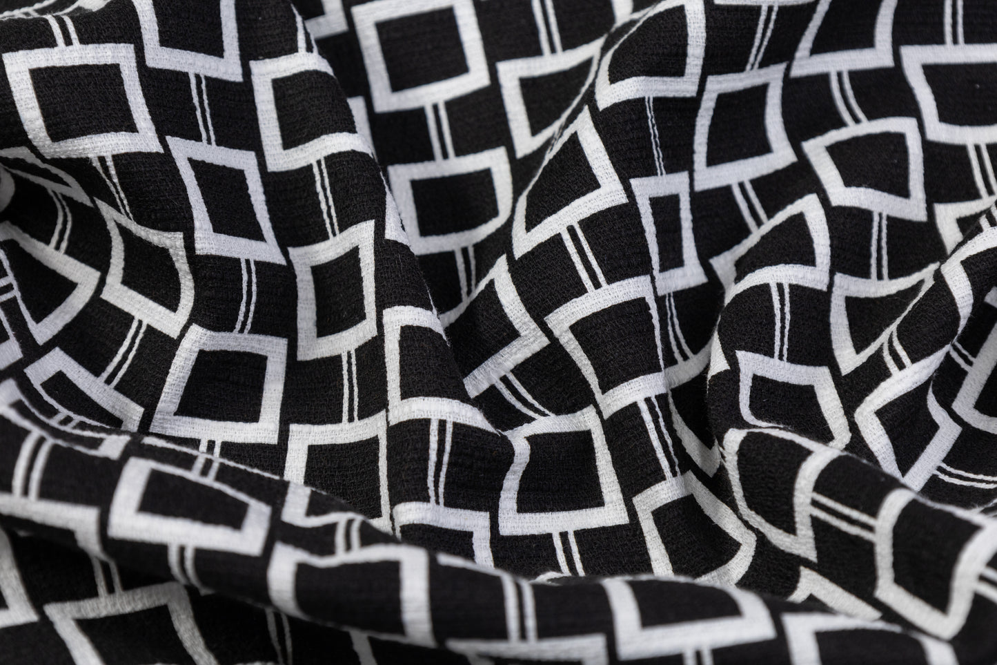 Printed Italian Viscose Tweed - Black / White